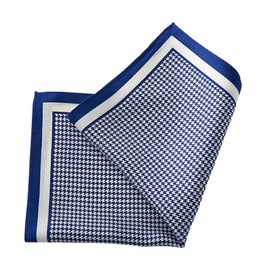 Ojier Men's Pocket Square, 100% Silk, Houndstooth Lattice, Formal, Business, Casual, Made in Japan, Blue, Blue, blue
