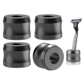Linkidea 4 Pack Safety Razor Stand, Opening Dia 0.7" (18.5mm) Aluminum Alloy Men's Shaving Stand for Bathroom Countertops, Dark Grey