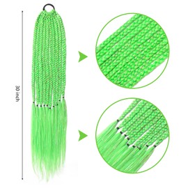 RUN SHUI Light Green mix Tinsel Pre stretched Braiding Hair 2 Packs Pre feathered Braid Hair Extensions 30 Inches Hair Braids