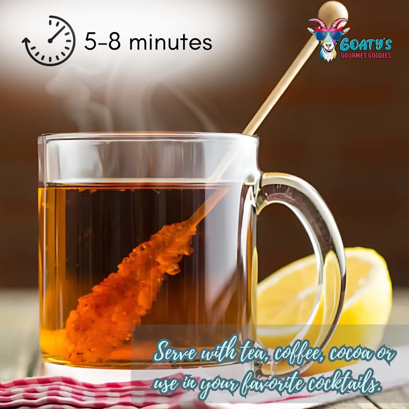 Goaty's Gourmet Goodies Crystal Rock Sugar Sticks, 5.75" Long, 25