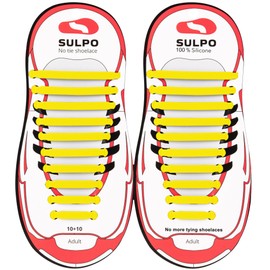 SULPO No Tie Shoelaces - Elastic Shoelaces for Children and Adults, White Laces for Sports Shoes, Trainers & Everyday Use - Practical No-Tie Laces for Comfort & Style, yellow