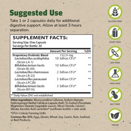 Master Supplements Theralac - 30 Capsules, Pack of 3 - Multi-Strain Probiotic for Optimal Gut Health + Gas & Bloating Relief - Gluten Free - 90 Servings