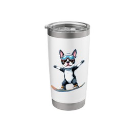 Adorable Bulldog with Goggles Snowboarding Stainless Steel Insulated Tumbler