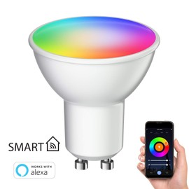 ledscom.de 10 GU10 LED RGB Bulbs, PAR16, Warm White - Cool White (2900-6200 K), 5.5 W, 473lm, 103°, Smart Home, WLAN, Alexa, matt