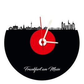 Frankfurt am Main Skyline Wall Clock Red / White Football Clock High-Quality Acrylic Glass Clock Wall Clock with Quartz Movement