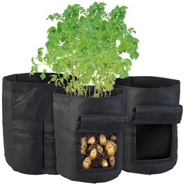 Royal Gardineer Plant Bags: Set of 3 Plant Grow Bags, 18L Each, Carry Handles, Harvest Window (Grow Bags, Plant Bag with Window, Waterproof Bags)