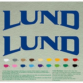 Pair 12" Lund Compatible Replacement Decals Vinyl Stickers *Blue* Vinyl Stickers Boat Outboard Motor Set of 2