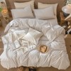 MooMee Striped Duvet Cover Set 100% Washed Cotton Linen Like