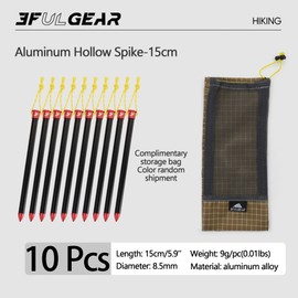 3F UL Gear 6/10PCS Lightweight Camping Tent Stakes, 5.9/7.8'' Hollow Aluminum Alloy Tent Pegs Ground Stakes, Essential Camping Accessories for Camping, Garden, Hiking (15cm-10pcs)