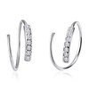 Sterling Silver Double Hoop Earrings for Single Piercing - Silver