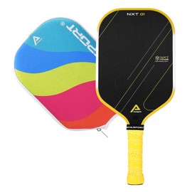 AMA SPORT Carbon Fiber Pickleball Paddles USAPA Approved 16mm Pickleball Paddle Friction Textured Surface Thermoformed Pickleball Racket with Propulsion PP Honeycomb Core (NXT 01-Yellow)