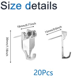 INCREWAY Heavy Duty 20Pcs Nail-Free Picture Hangers Easy Tool-Free Drywall Art Hanger Hooks for Photo Frame, Small Mirrors, Artworks (Silver)