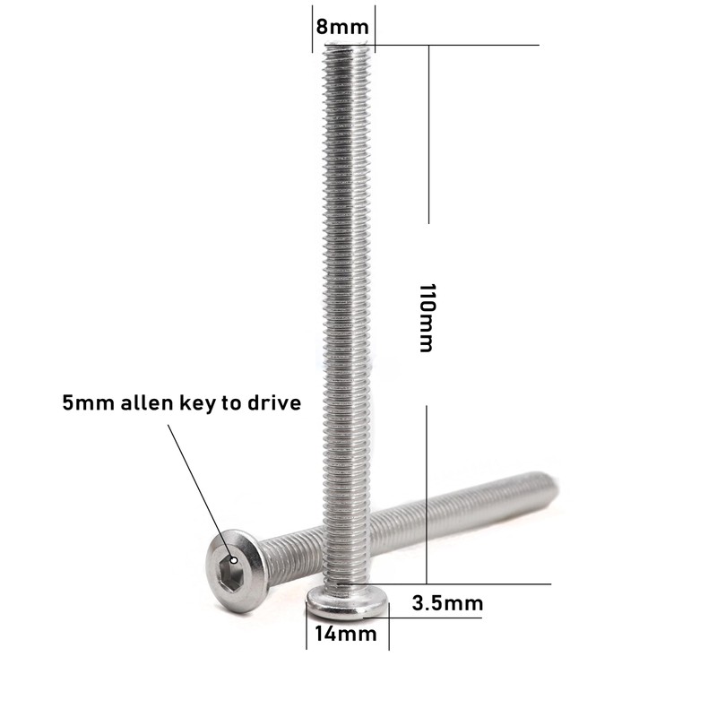 binifiMux - 6 tornillos de conexión para muebles, acero inoxidable