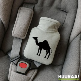 Huuraa Taschenwärmer Dromedar Kamel Silhouette Geschenk 0,2 Liter Grey Mini Veloursbezug Dromedar Kamel Geschenkidee