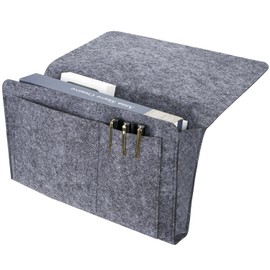 Acooruiteng Bedside Storage Pocket Bedside Organiser Anti-Slip Felt Hanging Organizer Bag Bed Storage Pocket Bedside Caddy for Bed Sofa for Books Glasses Phone Remote Accessories Dark Grey