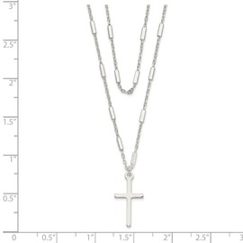 JewelryWeb 9.56mm 925 Sterling Silver Fancy Religious Faith Cross Double Strand Necklace 16.25 Inch-Strand-Necklace for Women