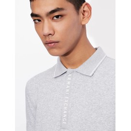 Armani Exchange Men's Logo Zip Jersey Polo Shirt, Heather Grey B09b