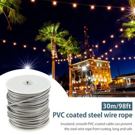 Wire Rope Kit 30M Stainless Steel Wire Rope 304 Heavy Duty Cable Railing Kit Picture Suspension Kits for Gardens Fences Kitchens Railings Decks Crafts (30M, 98FT)