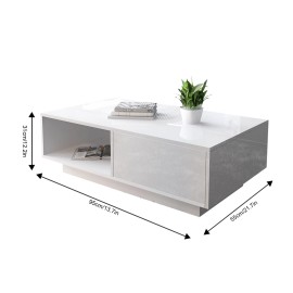 Unbranded Modern High Gloss Rectangular Coffee Table For Living Room