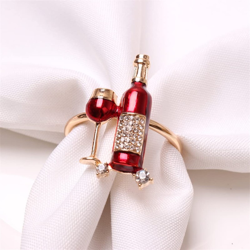 Wuluwala Napkin Buckle Holder 6Pcs Wine Bottle Wine Glass Napkin