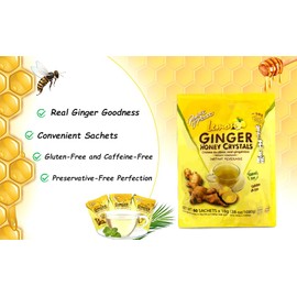 Prince of Peace Instant Ginger Honey Crystals with Lemon, 60 Sachets – Instant Hot or Cold Beverage – Easy to Brew – Drink Like a Tea – Caffeine and Gluten Free – Real Ginger