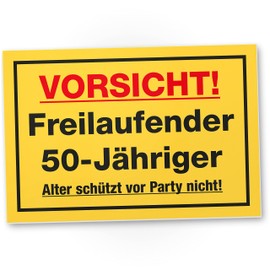 DankeDir! Freilaufender 50 Jähriger - 30 x 20 cm Schild - Geburtstagsdeko Geschenkidee Partydeko Geburtstagskarte - 50 Jahre Freund 50er Männer 50. Geburtstag Geschenk Geburtstagsgeschenk