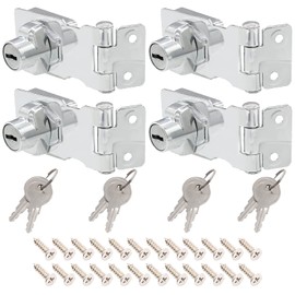 Kyuionty 4 Pcs Keyed Hasp Locks 2.5 Inch Twist Knob Keyed Locking Hasp, Metal Safety Hasp Latches Keyed Different for Small Doors, Cabinets (Silver)