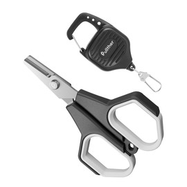 Pullther PE Line Cutter, Fishing Scissors, Fluoro, Nylon Cutter, Line Cutter, Portable Scissors with Pinon Reel (Black Ash)