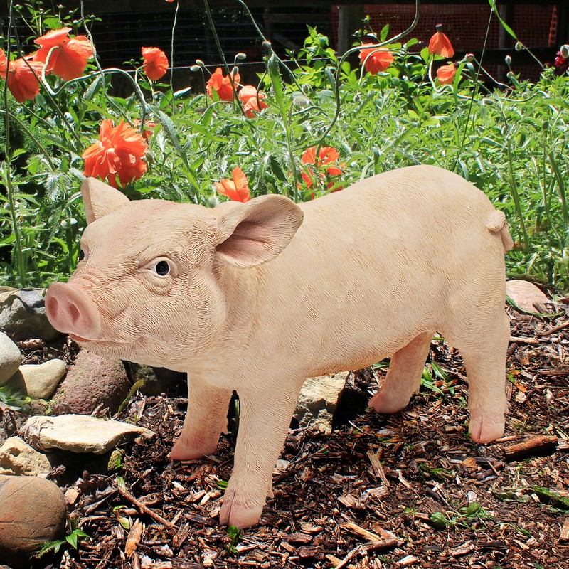 Design Toscano Piggy Garden Statue Porker, Multicolored 6.5"Wx15.5"Dx8.5"H
