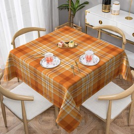 Fall Square Tablecloth 54 Inch,Burnt Orange Buffalo Plaid