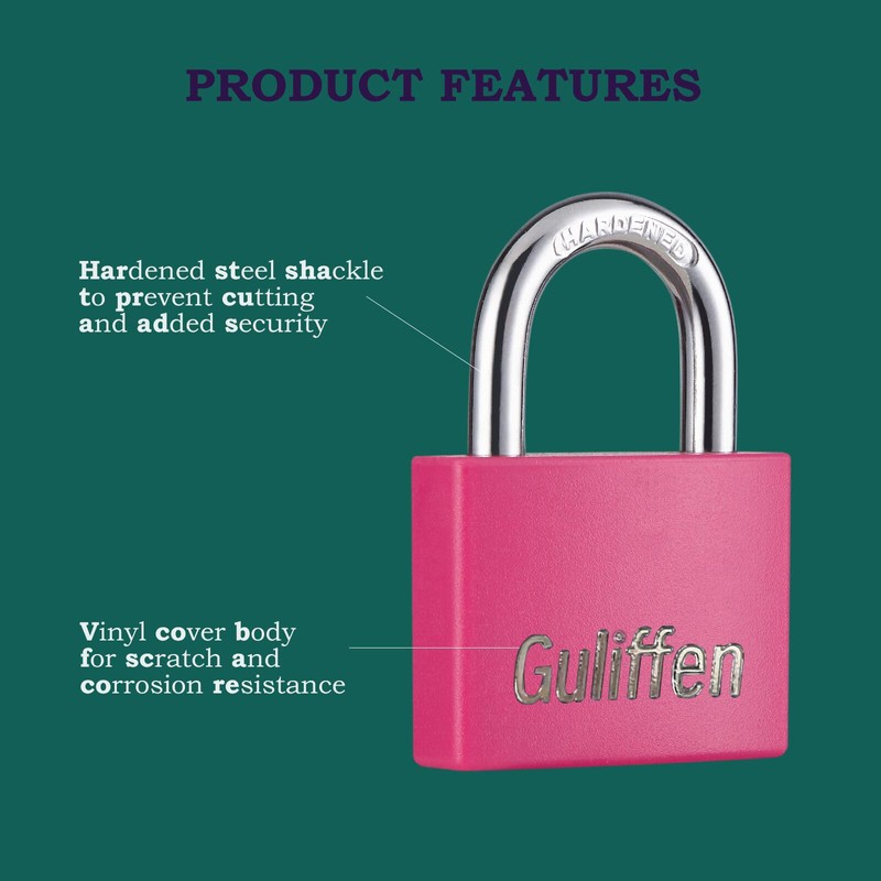 Guliffen 2 Pack Aluminum Locker Lock with Key, Pad Lock