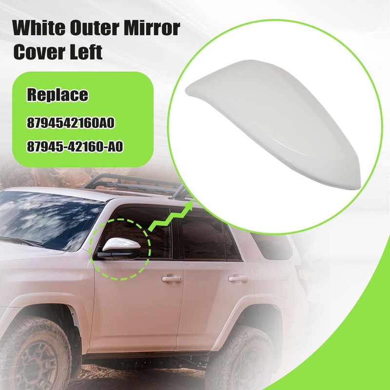 NLQR Pearly White Left Driver Side Door Rearview Mirror Cover