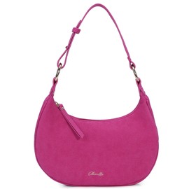 Chinllo Purse Suede Shoulder bag for women, Cute Mini Clutch Zipper Hobo Tote Handbags