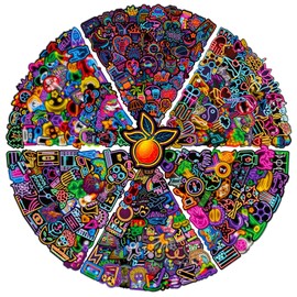 300PCS Cool Neon Light Stickers,Neon Stickers,Teens Boys and Girls Sticker Pack Vinyl Skateboard Guitar Door Laptop Luggage Car Bike Water Bottle Birthday Party Supplies Stickers