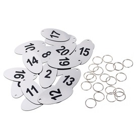 Aspire 1-100 ABS Plastic Number Key Tags, Oval Numbered Tags Keychain, ID Tags with Key Ring for Locker, Cabinet, Hotel - Gold
