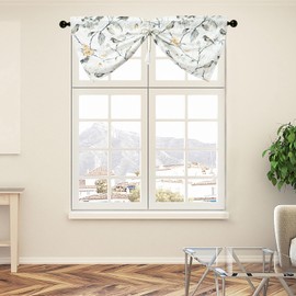 VOGOL Rod Pocket Valances for Bedroom Windows, 1 Panel Country Style Linen Textured Short Curtains, 54 x 18 Inch Light Filtering Drapes for Living Room, Grey