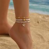 Shell Anklets for Women Waterproof Boho Beaded Anklets Set Adjustable
