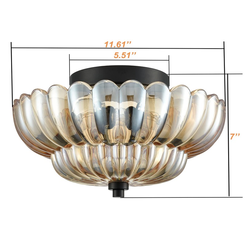HYDELITE Modern Black Flush Mount Ceiling Light 3-Light Close to