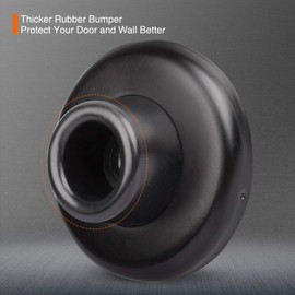 KOVOSCH 5 Pack Concave Wall Door Bumper Stop Black – 2-1/2” Outside Diameter Stainless Steel Cover with 1-1/8” Black Rubber Bumper – Easy to Install with Screw