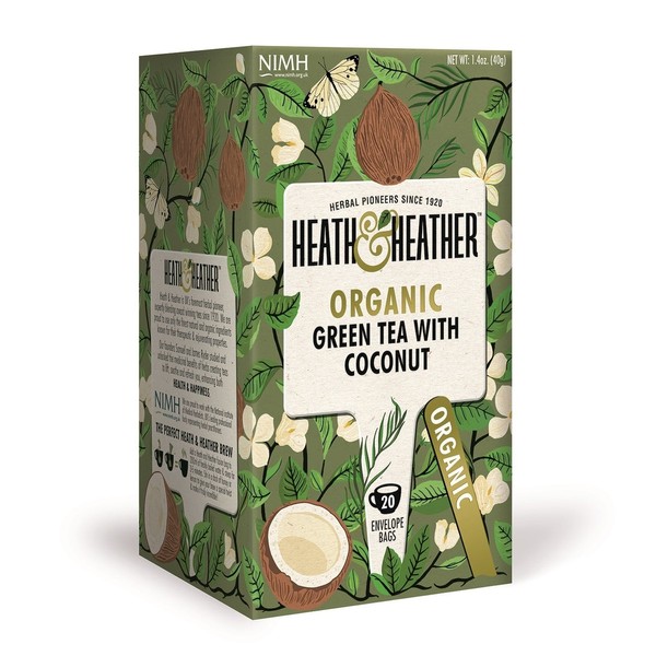 Heath & Heather Organic Green Tea with Coconut 20 Tea