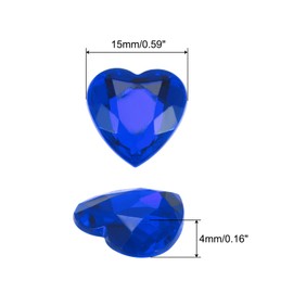 sourcing map 40 Pcs Acrylic Heart Rhinestone 15mm Flat Back Plastic Gems Jewelry Stickers for Craft Bead Face Painting Costume Jewelry Making, Dark Blue