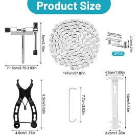 Bicycle Chain 6/7/8 Speed Bicycle Chain, Bicycle Chain Tool with Chain Lock Pliers, Chain Rivet, Chain Breaker and 3 Pairs Bicycle Chain Links, for Mountain Bike and Road Bike