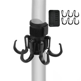 XIONGXIAOZHI 1 Set Pool Beach Umbrella Hook - Camping Pole Mounted Hook - Beach Umbrella Hook with 6 Hooks for Securing Towels and Bags, Hats, Clothes