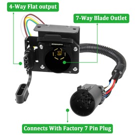 Seamaka 7 Way Trailer Plug,7-Way Blade and 4-Way Flat Trailer Wiring Adapter for Ford,Dual-Output 7 and 4 pin Truck Plug with Mounting Bracket for Truck RV