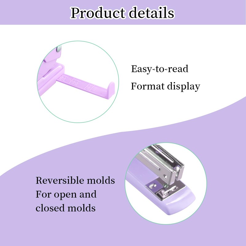 Cozlly Hole Punch Stapler Set, Purple Office Stapler Hole Punch,