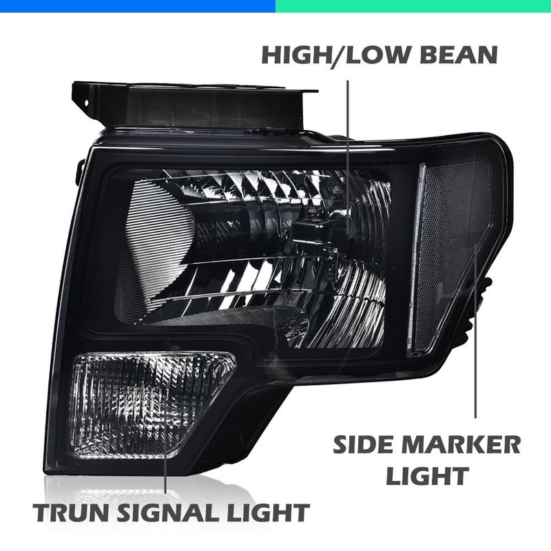 DOTCOM Headlights Assembly, Compatible with 2009-2014 Ford F150 09-14 Headlamp,