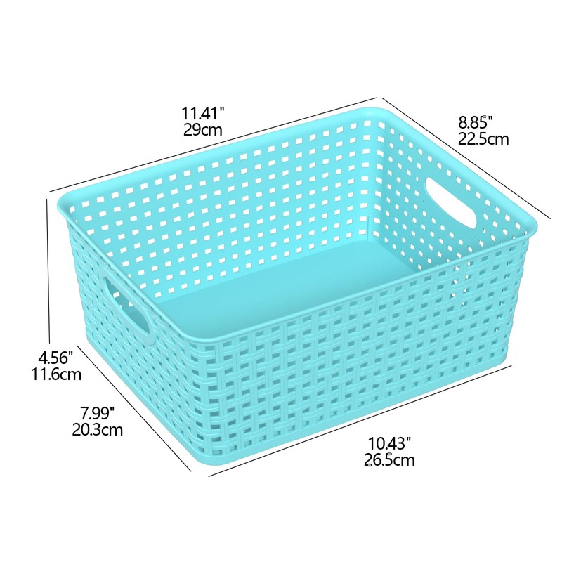 Rocketmyth Plastic Woven Storage Basket, Colorful Storage Basket Plastic, 4