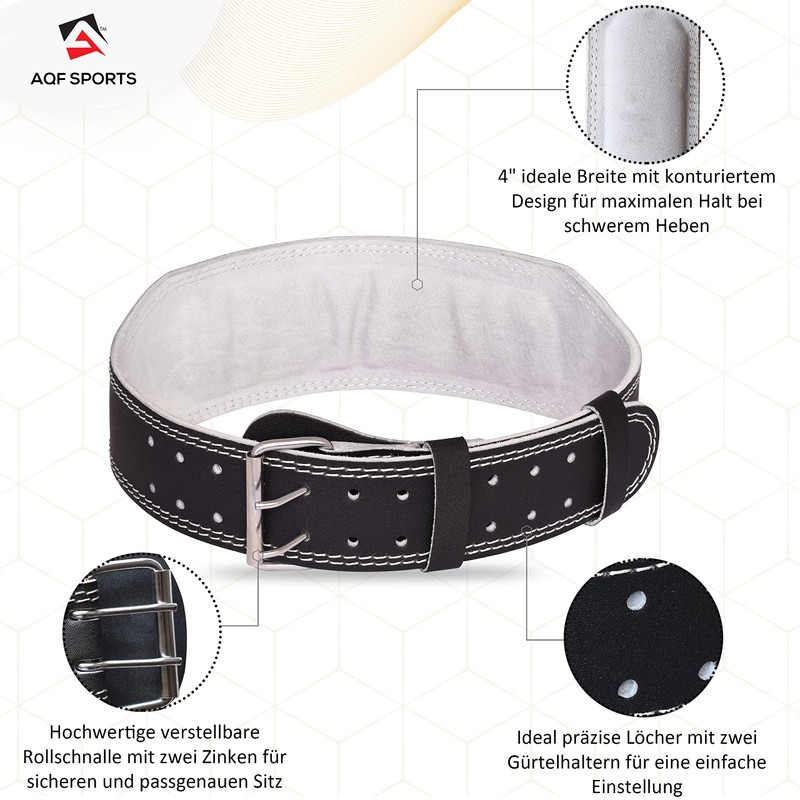 AQF Leather Weight Lifting Belt Body Building Fitness Gym Back