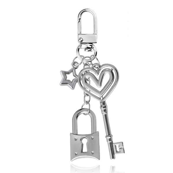 Lock Keychain with Key Star Bag Charms for Handbags Tote