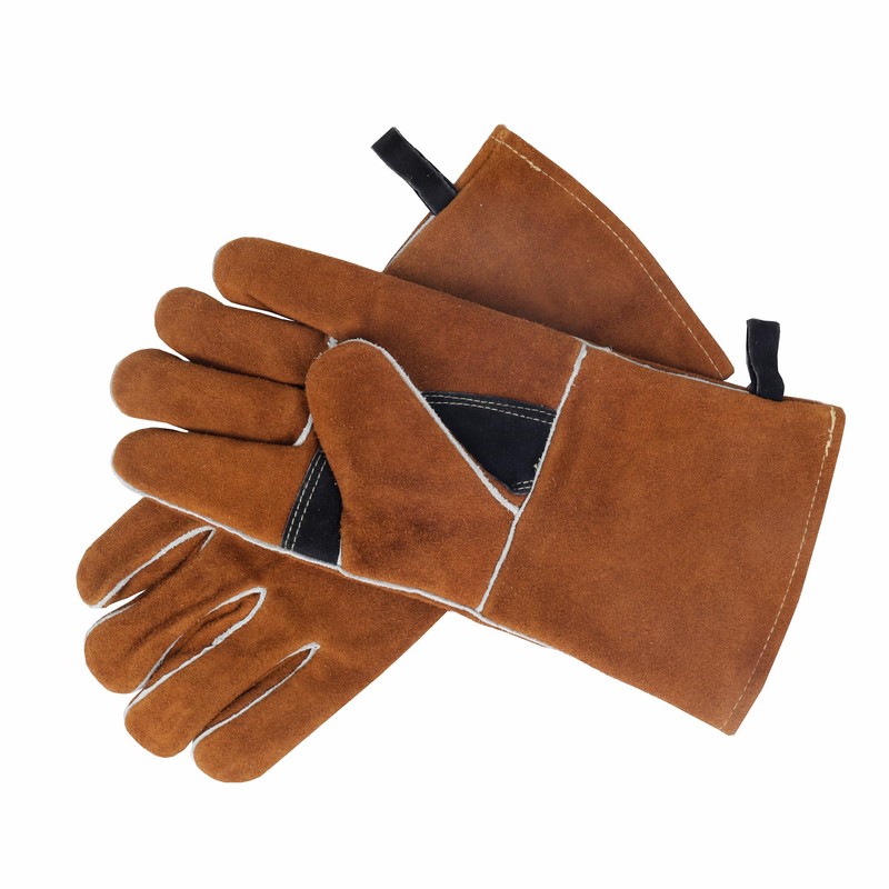 NBLEAGLO Leather Fireplace Gloves Heat Resistant for Mig,Tig welding,Stick,Forge,BBQ,Grill, Wood